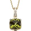 14K Yellow Gold Peridot and Diamond Necklace