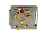 SilverBin CZ Enamel Paint Happy Hat Guy Stainless Steel Italian Charm Link