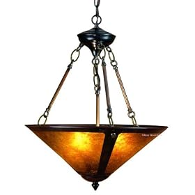 Meyda Tiffany 24699 Mica Inverted Pendant, Mahogany Bronze