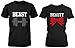 Beauty and the Beast - Cute His and Her Matching Black T-Shirts for Couples
