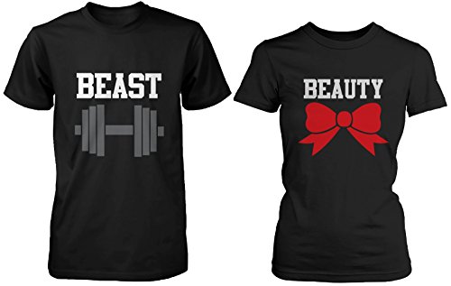 Beauty and the Beast - Cute His and Her Matching Black T-Shirts for Couples