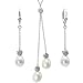 White Isabella Cultured Pearl Drop Rose Lariat and Dangle Earrings Set in Platinum Overlay CAREFREE Sterling Silver