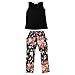 Leiwo Girls Sets 3PCS Sleeveless Shirt Tops + Floral Pants + Headband Clothes