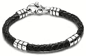 Sterling Silver Men's Leather Stratus Design Bracelet by Zina, 8.5"
