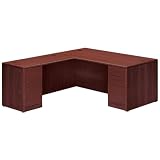 10700 Series Contemporary L-Shaped Desk Assembly in Mahogany Finish