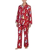 Apparel : Nick & Nora® Flannel Coat Pajamas - Red Reindogs Red
