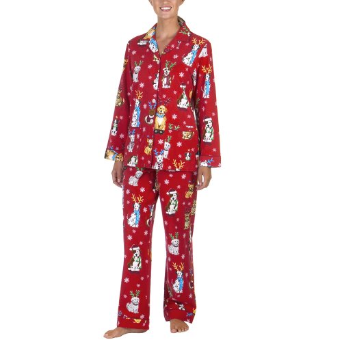 Nick & Nora Flannel Coat Pajamas - Red Reindogs Red