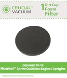 1 Hoover Dirt Cup Foam Filter, Fits Hoover Sprint QuickVac Bagless Upright Model # UH20040, Compare to Part # 440001813, Designed & Engineered by Crucial Vacuum
