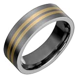 Astra Titanium Ring with 14K Double Stripe Yellow Gold Inlay