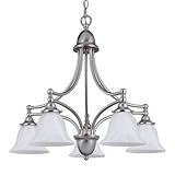 IMAGE OF Westinghouse 64091 Brandt Point Five-Light Chandelier, Brushed Nickel Finish with White Alabaster Globe