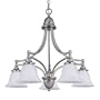 Westinghouse 64091 Brandt Point Five-Light Chandelier, Brushed Nickel Finish with White Alabaster Globe