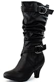 Wild Diva Womens Lala-02 Trendy Round Toe Mid High Boots