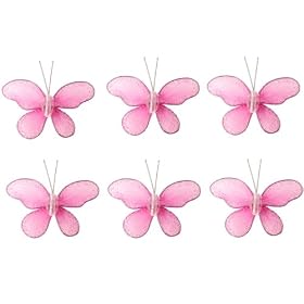 3 Green Mini Wire Bead Butterfly nylon hanging ceiling wall baby nursery room wedding decor