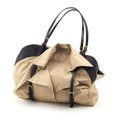 Beige and Black Trench Bag by Emin and Paul