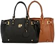 LUCCA Glamour Padlock Designer Inspired Shopper Hobo Tote Bag Purse Satchel Handbag w/Shoulder Strap