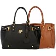 LUCCA Glamour Padlock Designer Inspired Shopper Hobo Tote Bag Purse Satchel Handbag w/Shoulder Strap