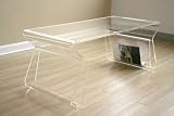 Unique Acrylic Clear Coffee Table with Magazine Rack