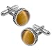 Men's Catseye Greek Key Edging Cufflink by Principessa in Brown / Silver
