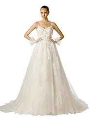 A-line Tulle Applique Beaded Sweetheart Spaghetti Strap Homecoming Dress/Prom Dress/Party Dress/Wedding Dress  with a Court Train 