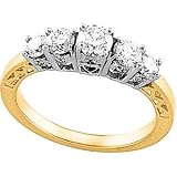 14K Two Tone Gold Diamond Bridal Anniversary Band Ring