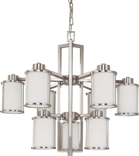 Nuvo 60/2855 2 Tier 9 Light Chandelier with Satin White Glass