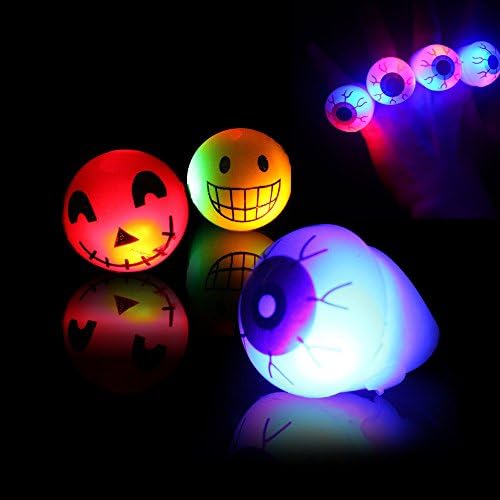 JollyGift 36 Pack Mixed LED Flashing Rings Finger Toys for Kids and Adults Santa Skull Emoji (Face/Eyeball Mixed 36pcs)