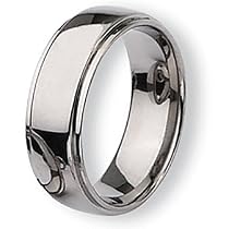 Ridged Edge Polished Titanium Ring (8.0 mm) - Sizes 6-13