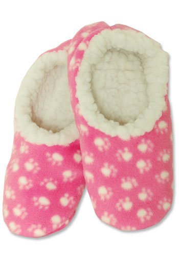 Snoozies Paw Prints Pink Footie