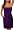 Purple satin strapless pockets cocktail evening dress, Small