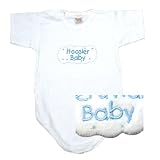 BABY BODYSUIT WHITE EMBROIDERY  LIGHT BLUE CLOUD HOOSIER  INDIANA 0 - 3 Months