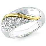 1/4ctw. Sterling Silver & 18k Gold Diamond Ring - Size 7