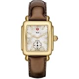 MICHELE Deco 16 Gold White Diamond Dial Espresso Patent Watch