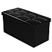 CoZroom Folding Storage Foot Rest Bench Made of Faux Leather -Foldable Large Capacity for Shoes Magazines Toys with Buttons 30x15x15 inch Color Black