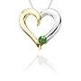 10k "Two-Tone" Gold Emerald Heart Pendant, 18"