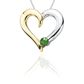 Buy 10k Two-Tone Gold Emerald Heart Pendant, 18 by Amazon.com Collection