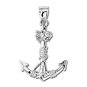 14kt White Gold Anchor Charm Pendant