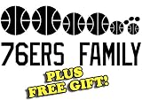 16" x 6.75" 76ers Basketball Family Vinyl Sticker Decal [Die-cut, White] + with Free Basketball Pencil