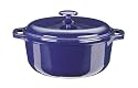Innova Color Cast Porcelain Enameled Cast Iron 5-Quart Round Dutch Oven, Blue