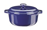 Innova Color Cast Porcelain Enameled Cast Iron 5-Quart Round Dutch Oven, Blue
