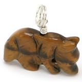 CARVED WOLF CHARM ~ TIGER EYE