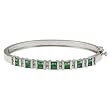 14K White Gold Emerald and Diamond Bangle Bracelet