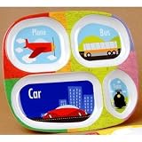 Melamine Divided Kids Plate-Transportation Design Case Pack 24