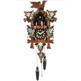 Battery Operated Carved Cuckoo Clock with Red Flowers 532-10QMT by Alexander Taron