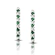 14k White Gold Diamond & Emerald J-Hoop Earrings (.10ctw, I1, H-I)