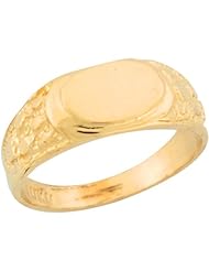 14k Yellow Gold Antique Oval Vintage Inspired High Polish Signet Kids Ring