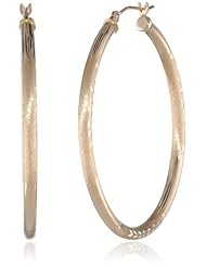 Klassics 10k Yellow Gold Satin Diamond Cut Hoop Earrings