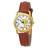 Armitron Women's 2200717 Tweety Bird Musical Merrily We Roll Along Gold-Tone Brown Strap Watch