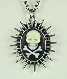 Sun Spikes Skull Cameo Necklace Death Cross Bones Chaos Star