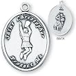 Sterling Silver Saint Christopher Ladies-Girls Cheerleading Medal and 18-inch Chain