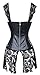 LovelyFish Women's Sexy Faux Leather Shoulder Strap Corset with Lace Skirt